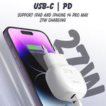 LDNIO A1206C PD27W USB-C / 타입-C 고속 충전기 1m 8핀 케이블 포함, EU 플러그