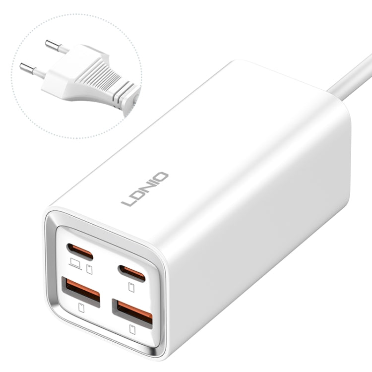 LDNIO A4610C PD65W 듀얼 USB-C / 타입-C + 듀얼 USB 고속 충전기, 케이블 길이: 1.5m, EU 플러그, A4610C (UK 플러그), US 플러그