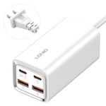 LDNIO A4610C PD65W 듀얼 USB-C / 타입-C + 듀얼 USB 고속 충전기, 케이블 길이: 1.5m, EU 플러그, A4610C (UK 플러그), US 플러그