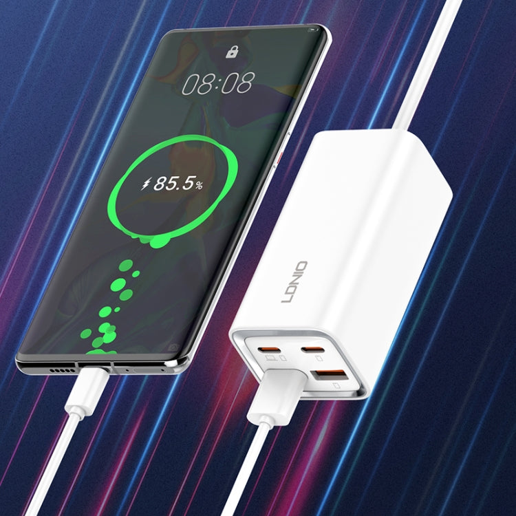 LDNIO A4610C PD65W 듀얼 USB-C / 타입-C + 듀얼 USB 고속 충전기, 케이블 길이: 1.5m, EU 플러그, A4610C (UK 플러그), US 플러그