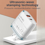 LDNIO Q229 QC3.0 / PD20W USB + 타입-C 고속 충전기 1m USB to 8핀 케이블 포함, EU 플러그, UK 플러그, US 플러그