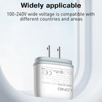 LDNIO Q229 QC3.0 / PD20W USB + 타입-C 고속 충전기 1m USB to 8핀 케이블 포함, EU 플러그, UK 플러그, US 플러그
