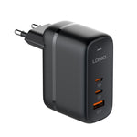 LDNIO Q366 65W USB + 듀얼 타입-C 포트 충전기 1m USB-C / 타입-C to USB-C / 타입-C 데이터 케이블 포함, EU 플러그, UK 플러그, US 플러그
