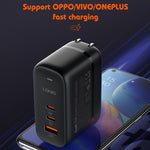 LDNIO Q366 65W USB + 듀얼 타입-C 포트 충전기 1m USB-C / 타입-C to USB-C / 타입-C 데이터 케이블 포함, EU 플러그, UK 플러그, US 플러그