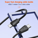 LDNIO Q366 65W USB + 듀얼 타입-C 포트 충전기 1m USB-C / 타입-C to USB-C / 타입-C 데이터 케이블 포함, EU 플러그, UK 플러그, US 플러그