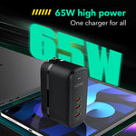 LDNIO Q367 65W GaN 3 x USB-C / 타입-C 인터페이스 충전기 1m USB-C / 타입-C to USB-C / 타입-C 데이터 케이블 포함, EU 플러그, UK 플러그, US 플러그