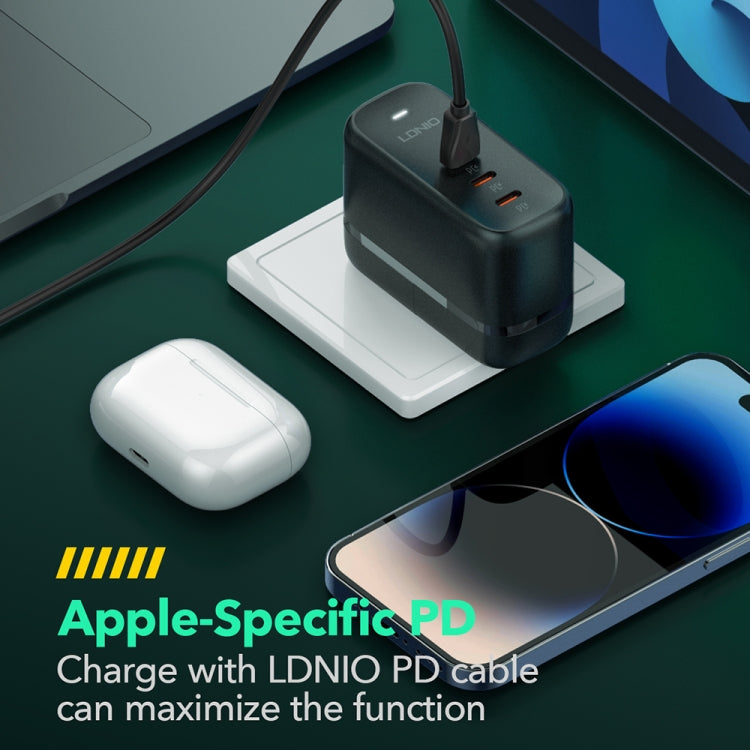 LDNIO Q367 65W GaN 3 x USB-C / 타입-C 인터페이스 충전기 1m USB-C / 타입-C to USB-C / 타입-C 데이터 케이블 포함, EU 플러그, UK 플러그, US 플러그