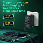 LDNIO Q367 65W GaN 3 x USB-C / 타입-C 인터페이스 충전기 1m USB-C / 타입-C to USB-C / 타입-C 데이터 케이블 포함, EU 플러그, UK 플러그, US 플러그