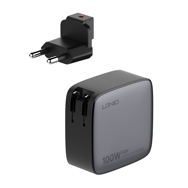 LDNIO Q408 100W GaN USB+3 USB-C / 타입-C 인터페이스 충전기 1m 100W USB-C / 타입-C to USB-C / 타입-C 데이터 케이블 포함, EU 플러그, UK 플러그, US 플러그