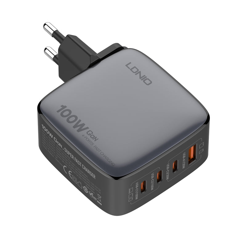 LDNIO Q408 100W GaN USB+3 USB-C / 타입-C 인터페이스 충전기 1m 100W USB-C / 타입-C to USB-C / 타입-C 데이터 케이블 포함, EU 플러그, UK 플러그, US 플러그