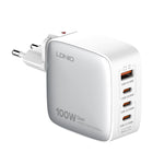 LDNIO Q408 100W GaN USB+3 USB-C / 타입-C 인터페이스 충전기 1m 100W USB-C / 타입-C to USB-C / 타입-C 데이터 케이블 포함, EU 플러그, UK 플러그, US 플러그