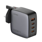 LDNIO Q408 100W GaN USB+3 USB-C / 타입-C 인터페이스 충전기 1m 100W USB-C / 타입-C to USB-C / 타입-C 데이터 케이블 포함, EU 플러그, UK 플러그, US 플러그