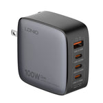 LDNIO Q408 100W GaN USB+3 USB-C / 타입-C 인터페이스 충전기 1m 100W USB-C / 타입-C to USB-C / 타입-C 데이터 케이블 포함, EU 플러그, UK 플러그, US 플러그