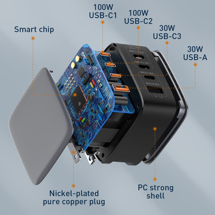 LDNIO Q408 100W GaN USB+3 USB-C / 타입-C 인터페이스 충전기 1m 100W USB-C / 타입-C to USB-C / 타입-C 데이터 케이블 포함, EU 플러그, UK 플러그, US 플러그