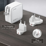 LDNIO Q408 100W GaN USB+3 USB-C / 타입-C 인터페이스 충전기 1m 100W USB-C / 타입-C to USB-C / 타입-C 데이터 케이블 포함, EU 플러그, UK 플러그, US 플러그