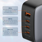 LDNIO Q408 100W GaN USB+3 USB-C / 타입-C 인터페이스 충전기 1m 100W USB-C / 타입-C to USB-C / 타입-C 데이터 케이블 포함, EU 플러그, UK 플러그, US 플러그