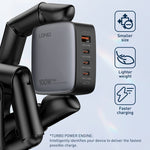 LDNIO Q408 100W GaN USB+3 USB-C / 타입-C 인터페이스 충전기 1m 100W USB-C / 타입-C to USB-C / 타입-C 데이터 케이블 포함, EU 플러그, UK 플러그, US 플러그