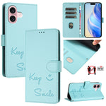 스마일 엠보싱 RFID 가죽 휴대폰 케이스, iPhone 16용, iPhone 15 Pro Max용, iPhone 15 Pro용, iPhone 15 Plus용, iPhone 15용, iPhone 14 Plus용, iPhone 14 / 13용, iPhone 14 Pro용