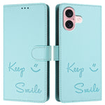 스마일 엠보싱 RFID 가죽 휴대폰 케이스, iPhone 16용, iPhone 15 Pro Max용, iPhone 15 Pro용, iPhone 15 Plus용, iPhone 15용, iPhone 14 Plus용, iPhone 14 / 13용, iPhone 14 Pro용