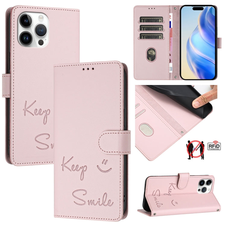 스마일 엠보싱 RFID 가죽 휴대폰 케이스, 아이폰 14 프로 맥스용, 아이폰 SE 2022 / 2020 / 8 / 7용, 아이폰 13 프로 맥스용, 아이폰 13 프로용, 아이폰 13 미니용, 아이폰 12 / 12 프로용, 아이폰 12 프로 맥스용, 아이폰 12 미니용