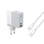 LDNIO A2620C PD3.0 65W USB 전원 어댑터 여행용 충전기 타입-C to 타입-C 케이블 포함, EU 플러그, US 플러그, UK 플러그