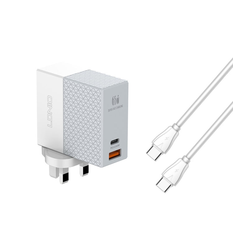 LDNIO A2620C PD3.0 65W USB 전원 어댑터 여행용 충전기 타입-C to 타입-C 케이블 포함, EU 플러그, US 플러그, UK 플러그