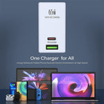 LDNIO A2620C PD3.0 65W USB 전원 어댑터 여행용 충전기 타입-C to 타입-C 케이블 포함, EU 플러그, US 플러그, UK 플러그