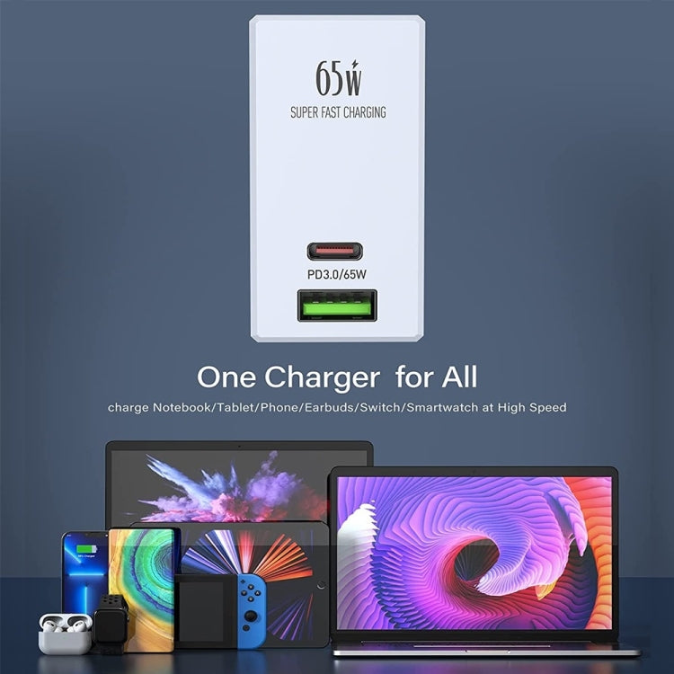 LDNIO A2620C PD3.0 65W USB 전원 어댑터 여행용 충전기 타입-C to 타입-C 케이블 포함, EU 플러그, US 플러그, UK 플러그