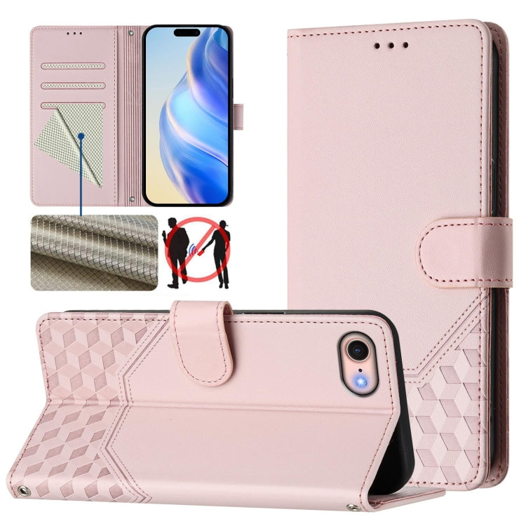 벌집 엠보싱 RFID 가죽 휴대폰 케이스, iPhone 14 Pro Max용, iPhone SE 2022 / 2020 / 8 / 7용, iPhone 13 Pro Max용, iPhone 13 Pro용, iPhone 13 mini용, iPhone 12 / 12 Pro용, iPhone 12 Pro Max용, iPhone 12 mini용