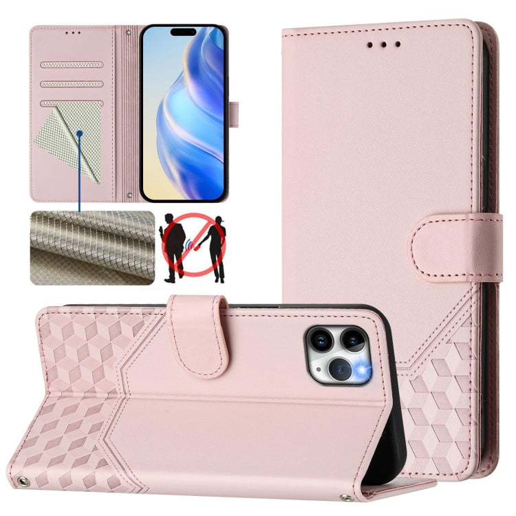 벌집 엠보싱 RFID 가죽 휴대폰 케이스, iPhone 11 Pro Max용, iPhone 11용, iPhone 11 Pro용, iPhone X / XS용, iPhone XR용, iPhone XS Max용, iPhone 8 Plus / 7 Plus용