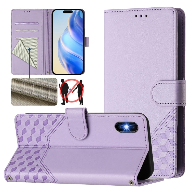 벌집 엠보싱 RFID 가죽 휴대폰 케이스, iPhone 11 Pro Max용, iPhone 11용, iPhone 11 Pro용, iPhone X / XS용, iPhone XR용, iPhone XS Max용, iPhone 8 Plus / 7 Plus용