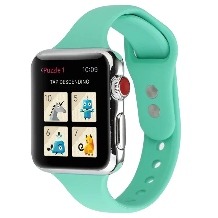 Thin Silicone Double Buckle Replacement Wrist Strap, For Apple Watch Series 7 41mm / 6 & SE & 5 & 4 40mm / 3 & 2 & 1 38mm, For Apple Watch Series 8&7 41mm / SE 2&6&SE&5&4 40mm / 3&2&1 38mm