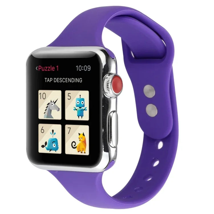 Thin Silicone Double Buckle Replacement Wrist Strap, For Apple Watch Series 7 41mm / 6 & SE & 5 & 4 40mm / 3 & 2 & 1 38mm, For Apple Watch Series 8&7 41mm / SE 2&6&SE&5&4 40mm / 3&2&1 38mm