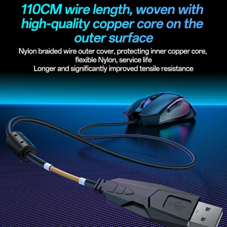 Yesido KB20 USB 7200DPI RGB 유선 마우스, KB20