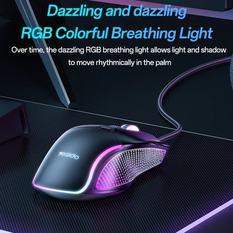 Yesido KB20 USB 7200DPI RGB 유선 마우스, KB20