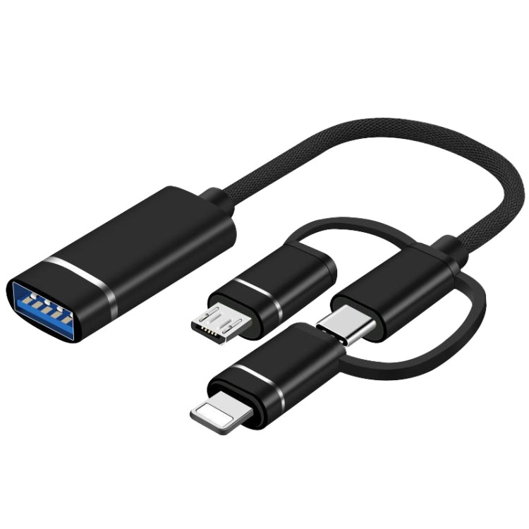3-in-1 USB 암 to 마이크로 USB, 타입-C, 8핀 수 OTG 어댑터