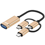 3-in-1 USB 암 to 마이크로 USB, 타입-C, 8핀 수 OTG 어댑터