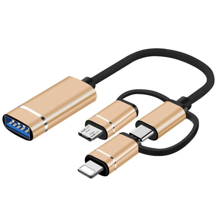 3-in-1 USB 암 to 마이크로 USB, 타입-C, 8핀 수 OTG 어댑터
