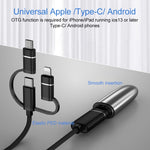 3-in-1 USB 암 to 마이크로 USB, 타입-C, 8핀 수 OTG 어댑터