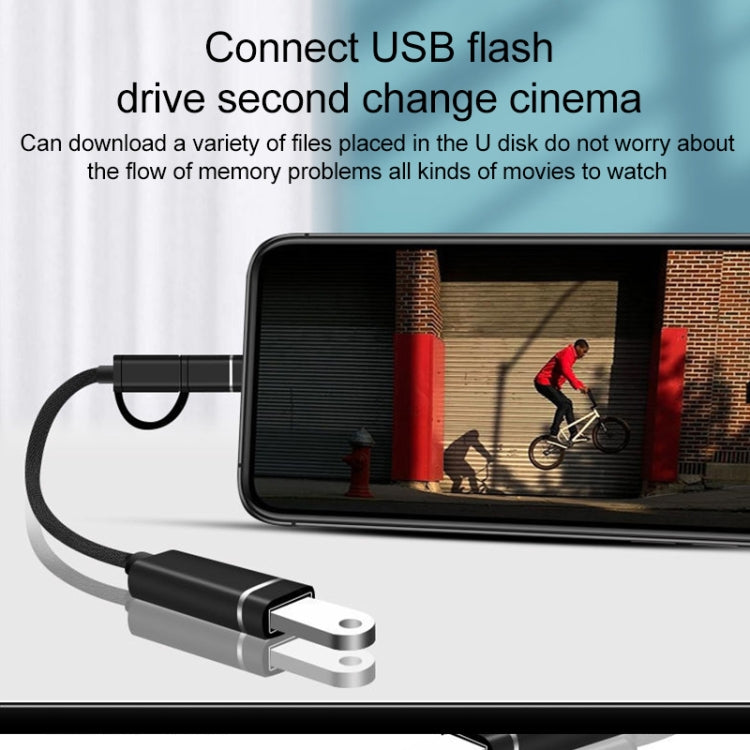 3-in-1 USB 암 to 마이크로 USB, 타입-C, 8핀 수 OTG 어댑터