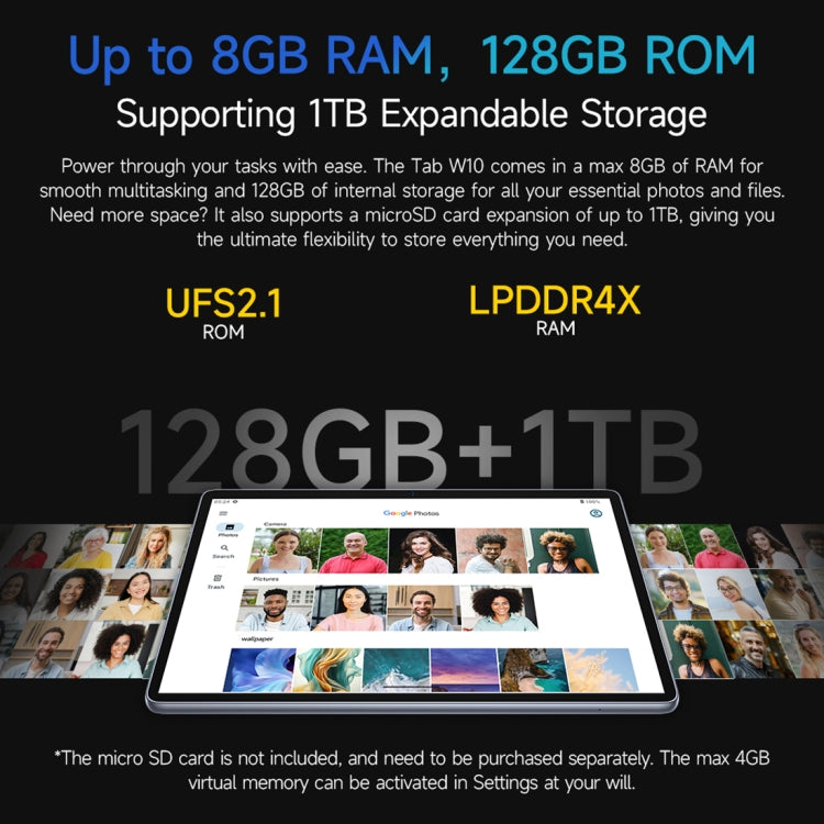 Ulefone Tab W10 WiFi 태블릿 PC, 10.1인치 Android 14 Unisoc T606 옥타 코어, EU 플러그, Tab W10