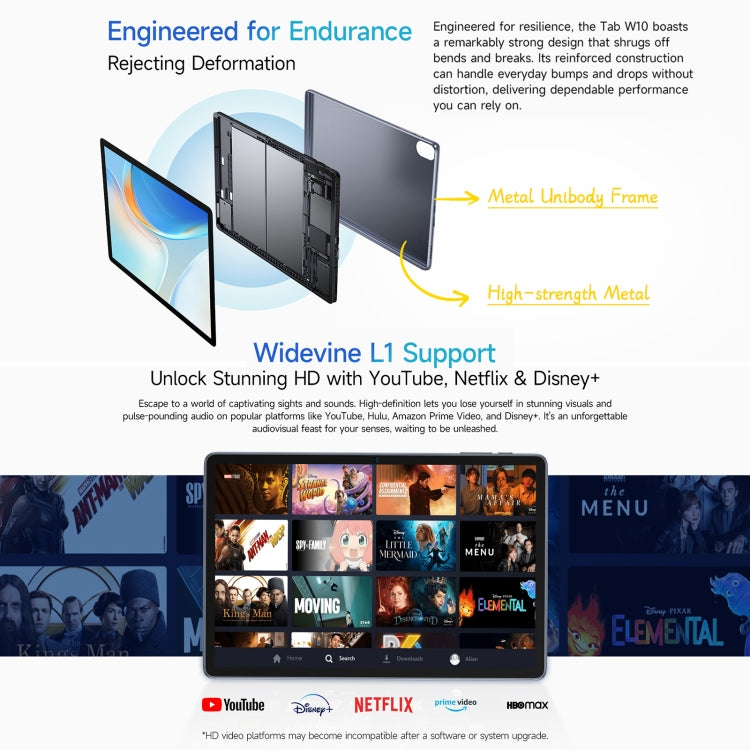 Ulefone Tab W10 WiFi 태블릿 PC, 10.1인치 Android 14 Unisoc T606 옥타 코어, EU 플러그, Tab W10