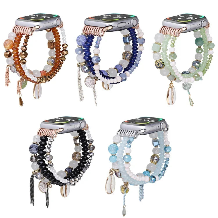 쉘 비즈 체인 시계줄, 애플 워치 46mm / 49mm / 45mm / 44mm용, 애플 워치 42mm / 41mm / 40mm / 38mm용