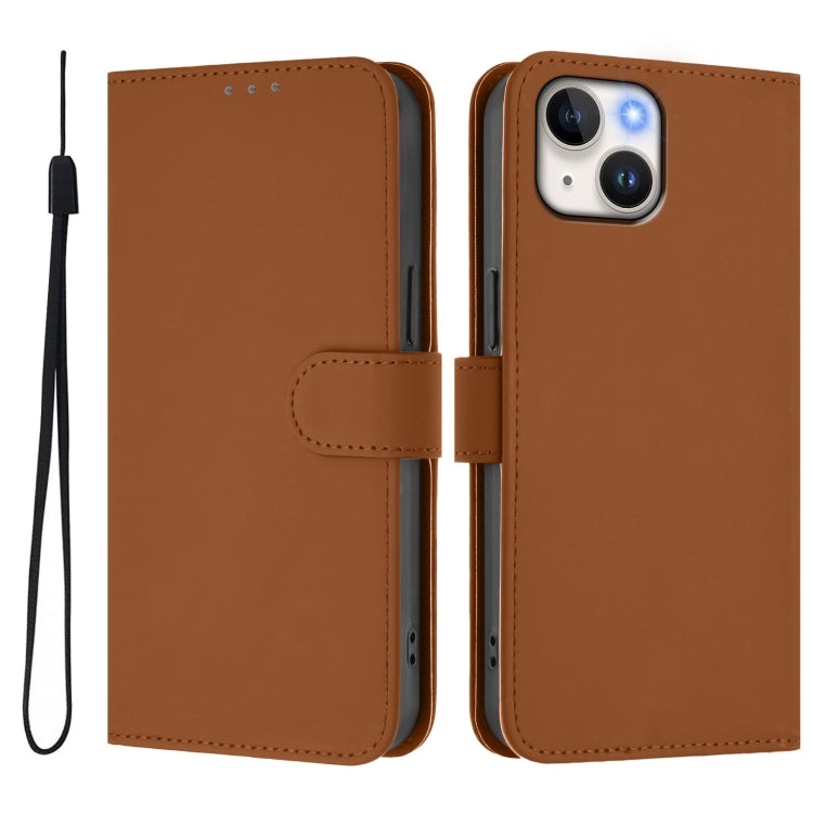 스킨 필 솔리드 컬러 가죽 휴대폰 케이스와 랜야드, iPhone 14 / 13용, iPhone 14 Pro용