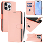 스킨 필 솔리드 컬러 가죽 휴대폰 케이스와 랜야드, iPhone 14 / 13용, iPhone 14 Pro용