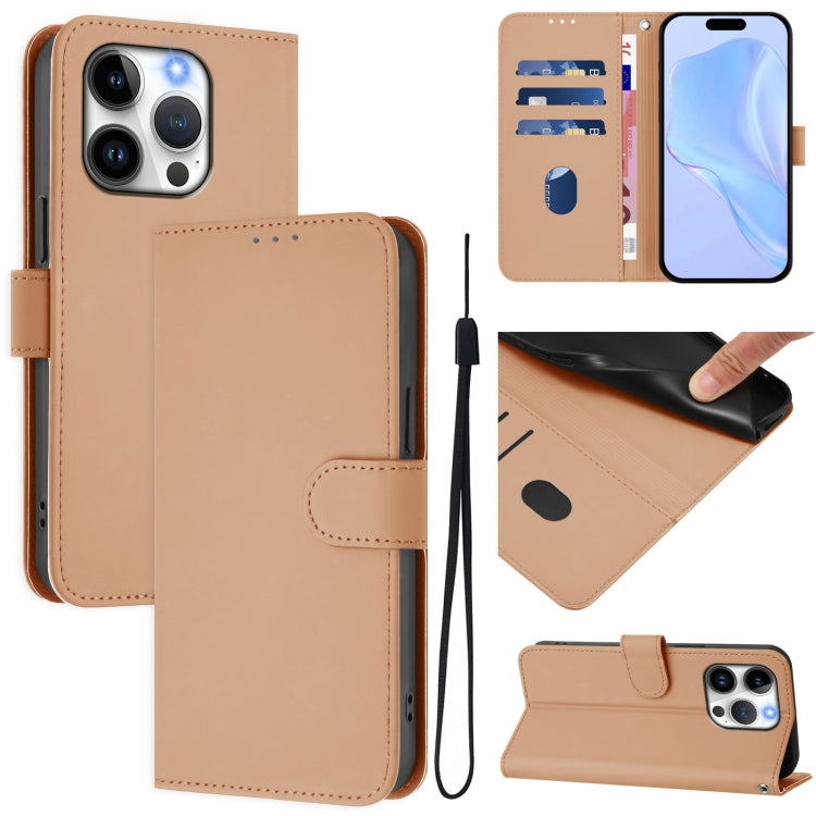 스킨 필 솔리드 컬러 가죽 휴대폰 케이스와 랜야드, iPhone 14 / 13용, iPhone 14 Pro용