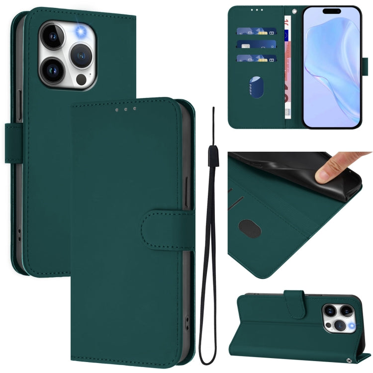 스킨 필 솔리드 컬러 가죽 휴대폰 케이스와 랜야드, iPhone 14 / 13용, iPhone 14 Pro용
