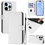 스킨 필 솔리드 컬러 가죽 휴대폰 케이스와 랜야드, iPhone 14 / 13용, iPhone 14 Pro용