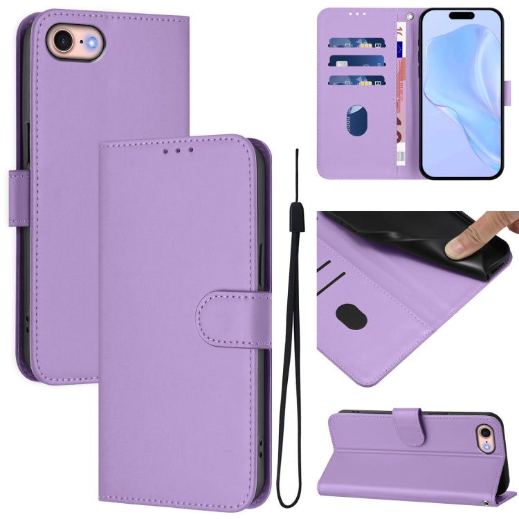 Skin Feel Solid Color Leather Phone Case with Lanyard, For iPhone 14 Pro Max, For iPhone SE 2022 / 2020