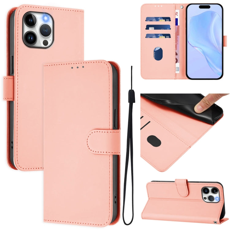 Skin Feel Solid Color Leather Phone Case with Lanyard, For iPhone 13 Pro Max, For iPhone 13 Pro